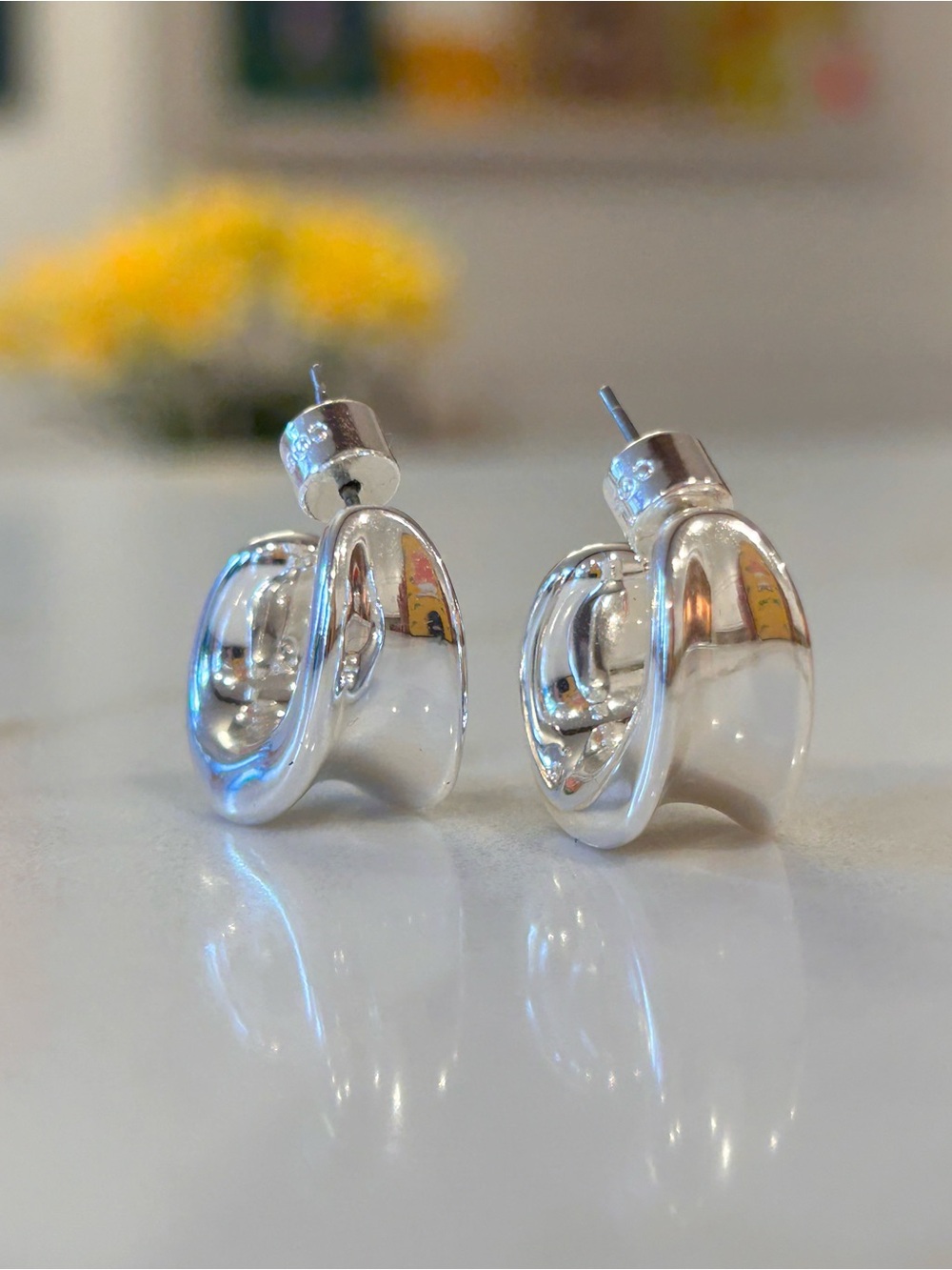 COS Sculpted Silver Hoop Earrings - Picture 2 of 3